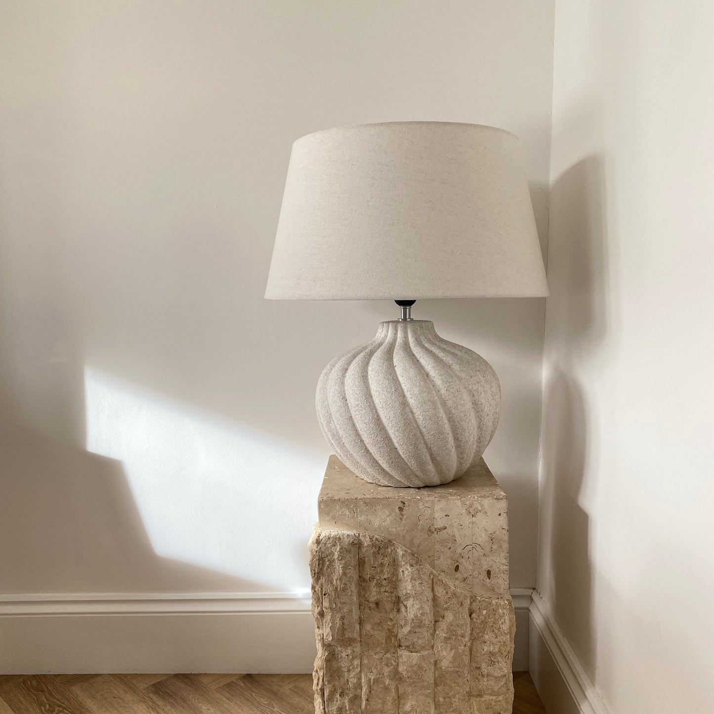 Caprera - Stone Textured Ceramic Drum Shade Table Lamp