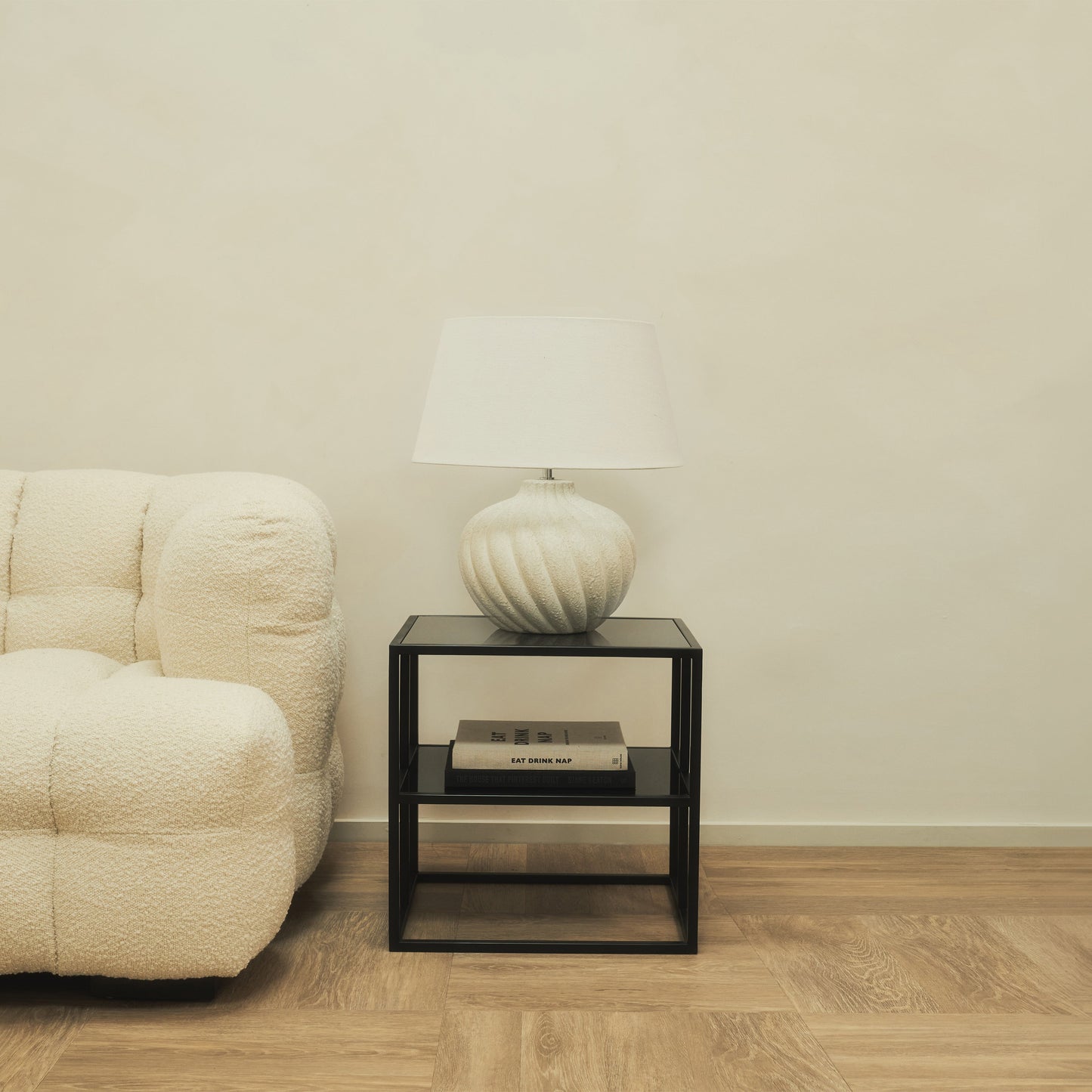 Caprera - Stone Textured Ceramic Drum Shade Table Lamp