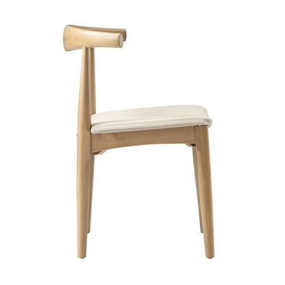 Arley Set of 2 Beech Wood Dining Chairs, Natural and Light Taupe Striped