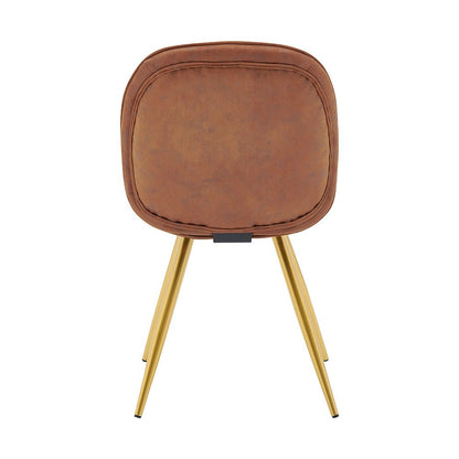 Set of 2 Cosford Diamond Stitch Dining Chairs (Vintage Tan Leather Effect Fabric)