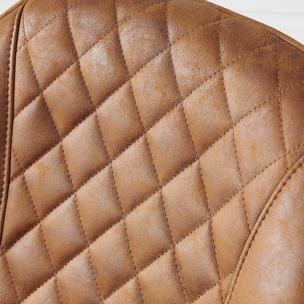 Set of 2 Cosford Diamond Stitch Dining Chairs (Vintage Tan Leather Effect Fabric)