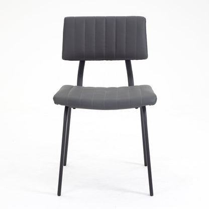 Charlecote Set of 2 Fluted Dining Chairs (Dark Grey PU)