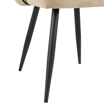 Oakley Set of 2 Champagne Velvet Upholstered Dining Chairs with Contrast Piping