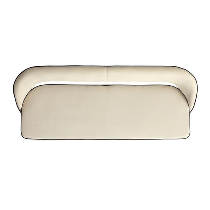 Oakley Champagne Velvet Upholstered 3 Seater Dining Bench with Contrast Piping