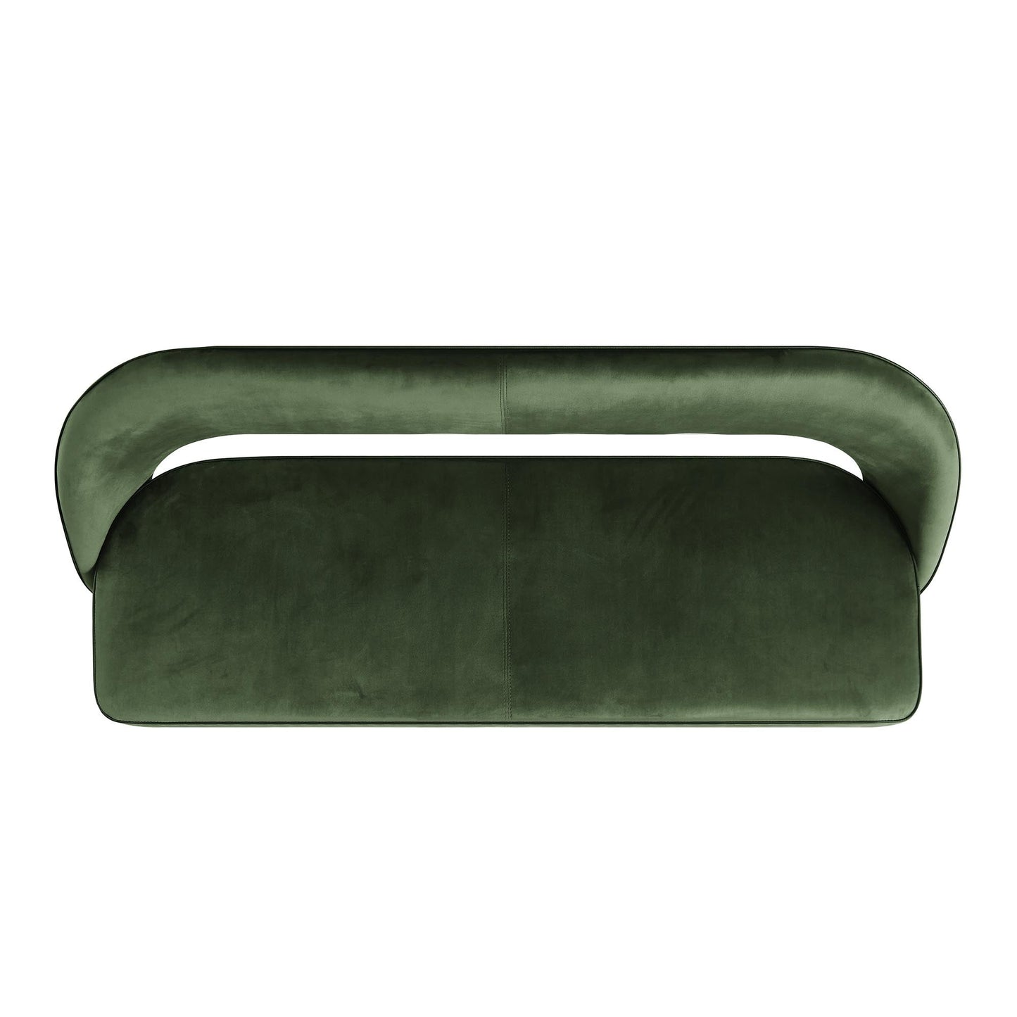 Oakley Dark Green Velvet Upholstered 3 Seater Dining Bench with Contrast Piping