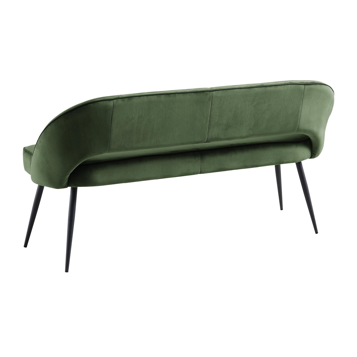 Oakley Dark Green Velvet Upholstered 3 Seater Dining Bench with Contrast Piping