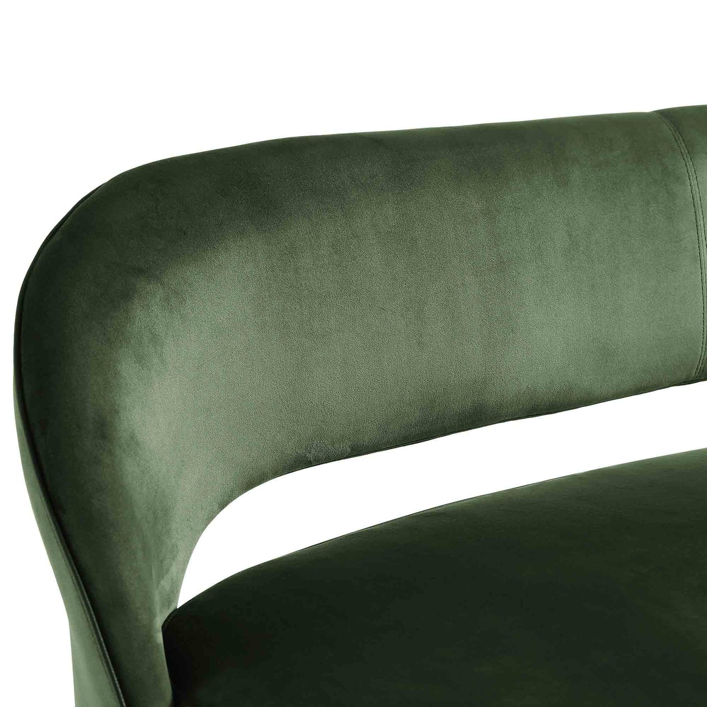 Oakley Dark Green Velvet Upholstered 3 Seater Dining Bench with Contrast Piping