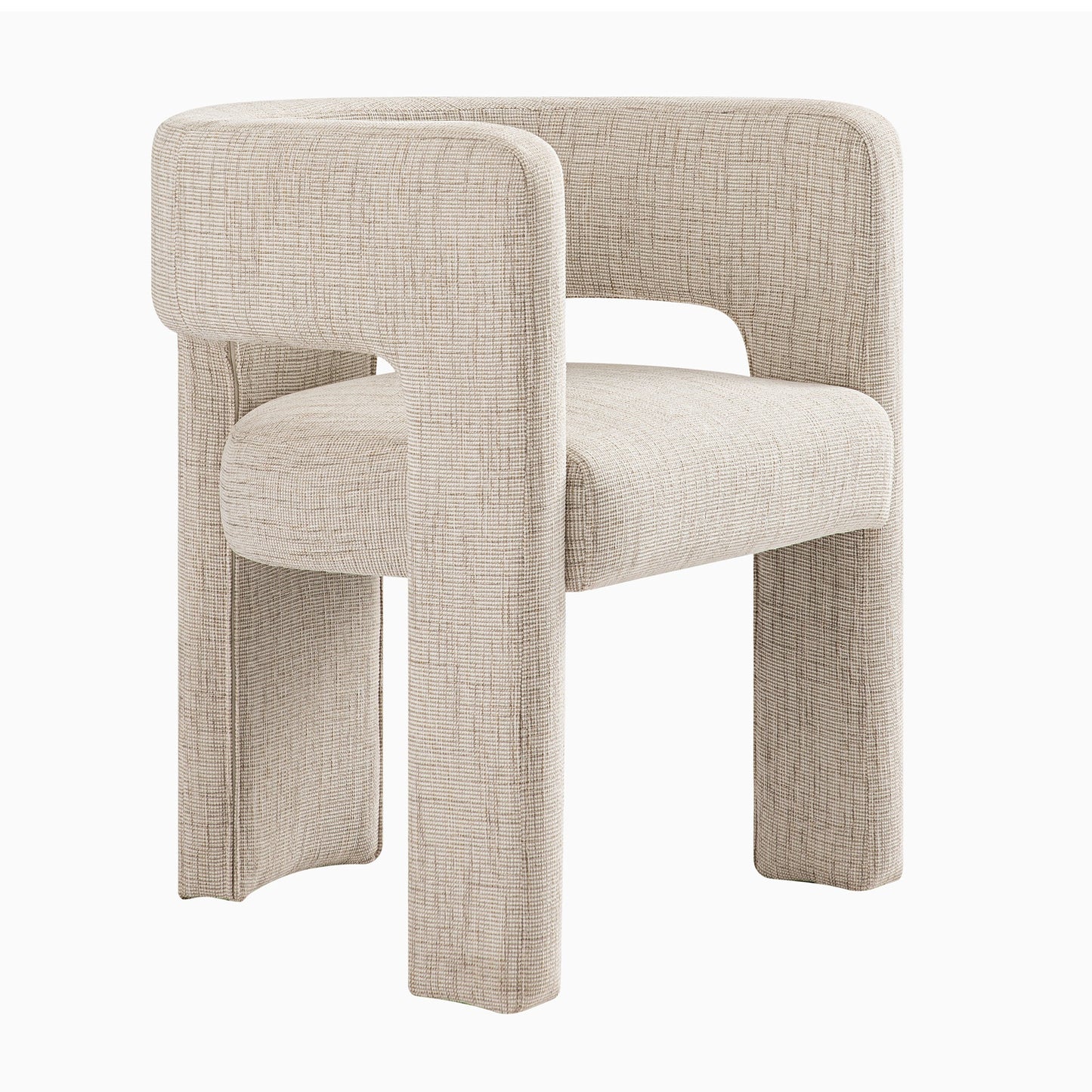 Greenwich Oatmeal & Beige Woven Textured Fabric Dining Chair