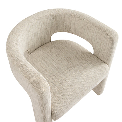 Greenwich Oatmeal & Beige Woven Textured Fabric Dining Chair