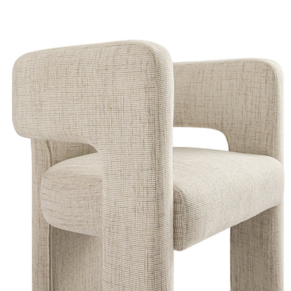 Greenwich Oatmeal & Beige Woven Textured Fabric Dining Chair