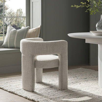 Greenwich Oatmeal & Beige Woven Textured Fabric Dining Chair