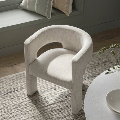 Greenwich Oatmeal & Beige Woven Textured Fabric Dining Chair