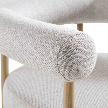 Fulbourn Beige Woven Dining Chair with Natural Wood Effect Legs