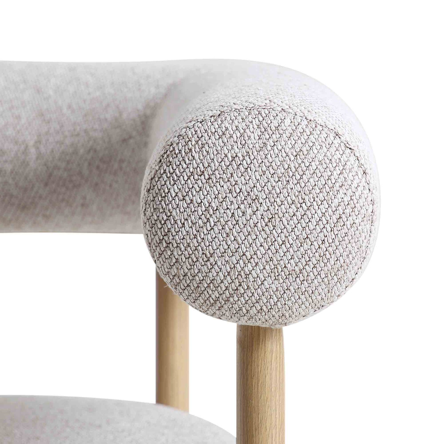 Fulbourn Beige Woven Dining Chair with Natural Wood Effect Legs