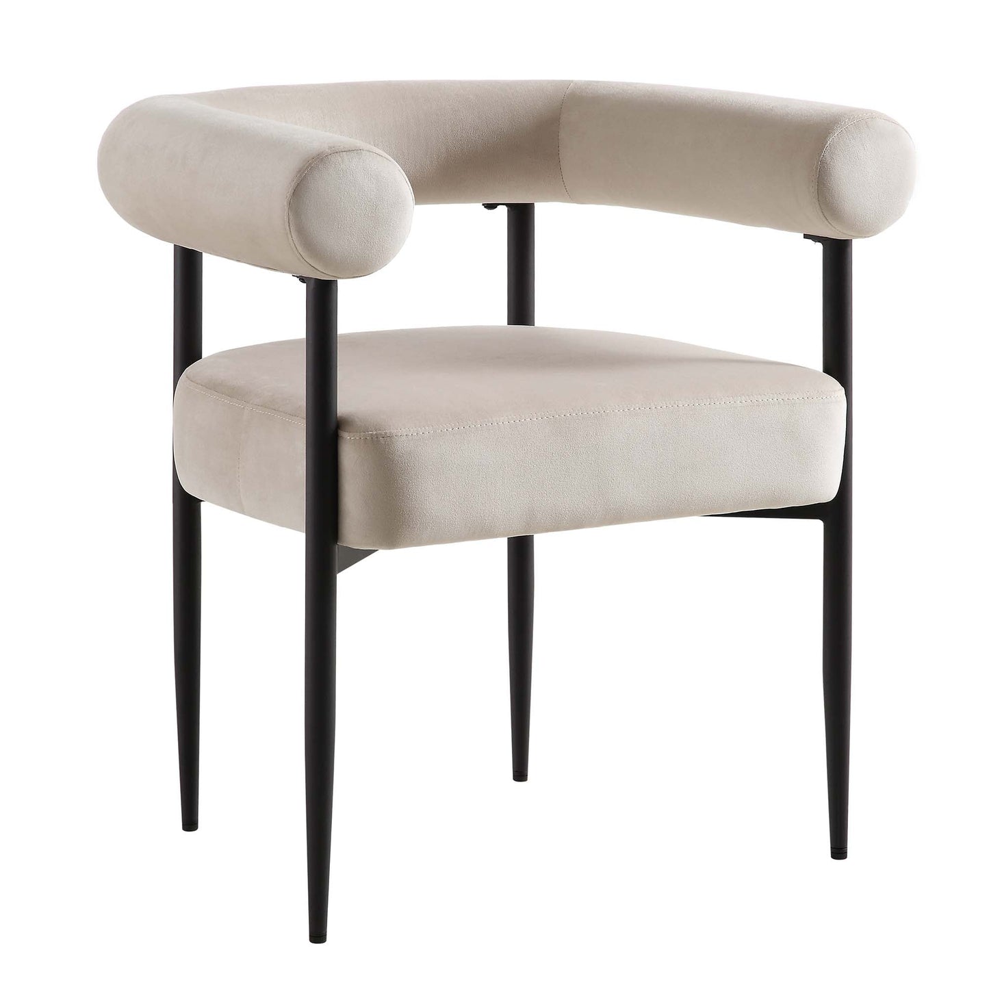 Fulbourn Champagne Velvet Dining Chair with Black Legs