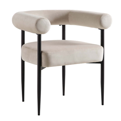 Fulbourn Champagne Velvet Dining Chair with Black Legs