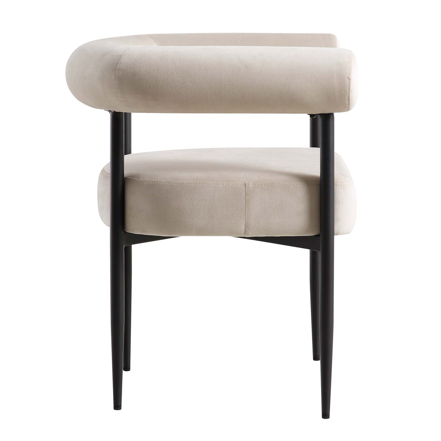 Fulbourn Champagne Velvet Dining Chair with Black Legs