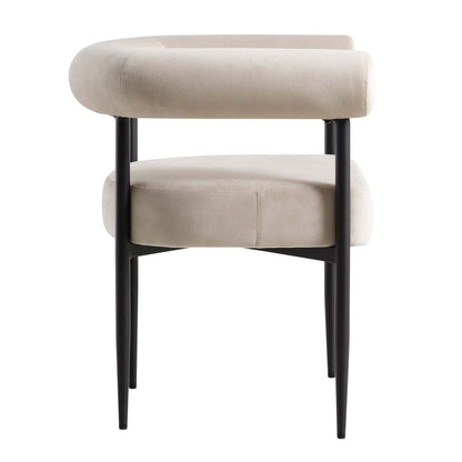 Fulbourn Champagne Velvet Dining Chair with Black Legs