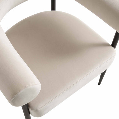 Fulbourn Champagne Velvet Dining Chair with Black Legs