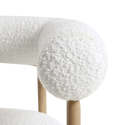 Fulbourn White Boucle Dining Chair with Natural Wood Effect Legs