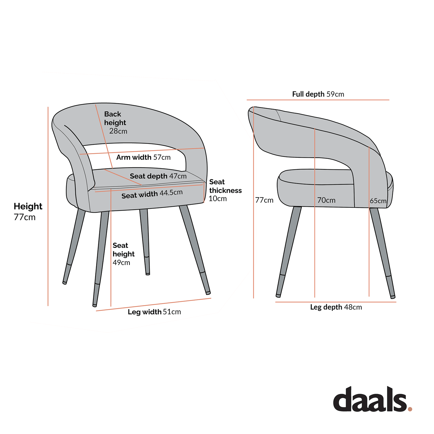 Laurel Wave Rust Velvet Set of 2 Dining Chairs