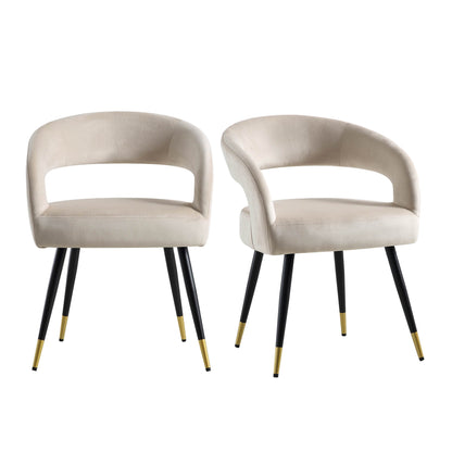 Laurel Wave Champagne Velvet Set of 2 Dining Chairs