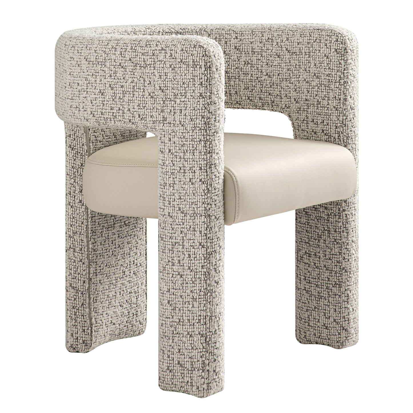 Greenwich Taupe Boucle and Beige Faux Leather Seat Dining Chair