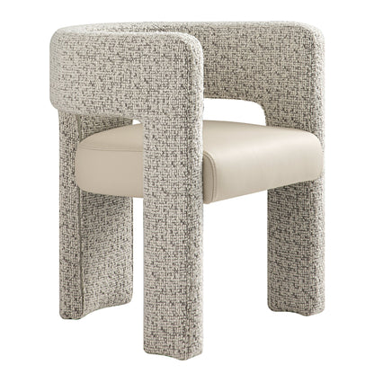 Greenwich Taupe Boucle and Beige Faux Leather Seat Dining Chair