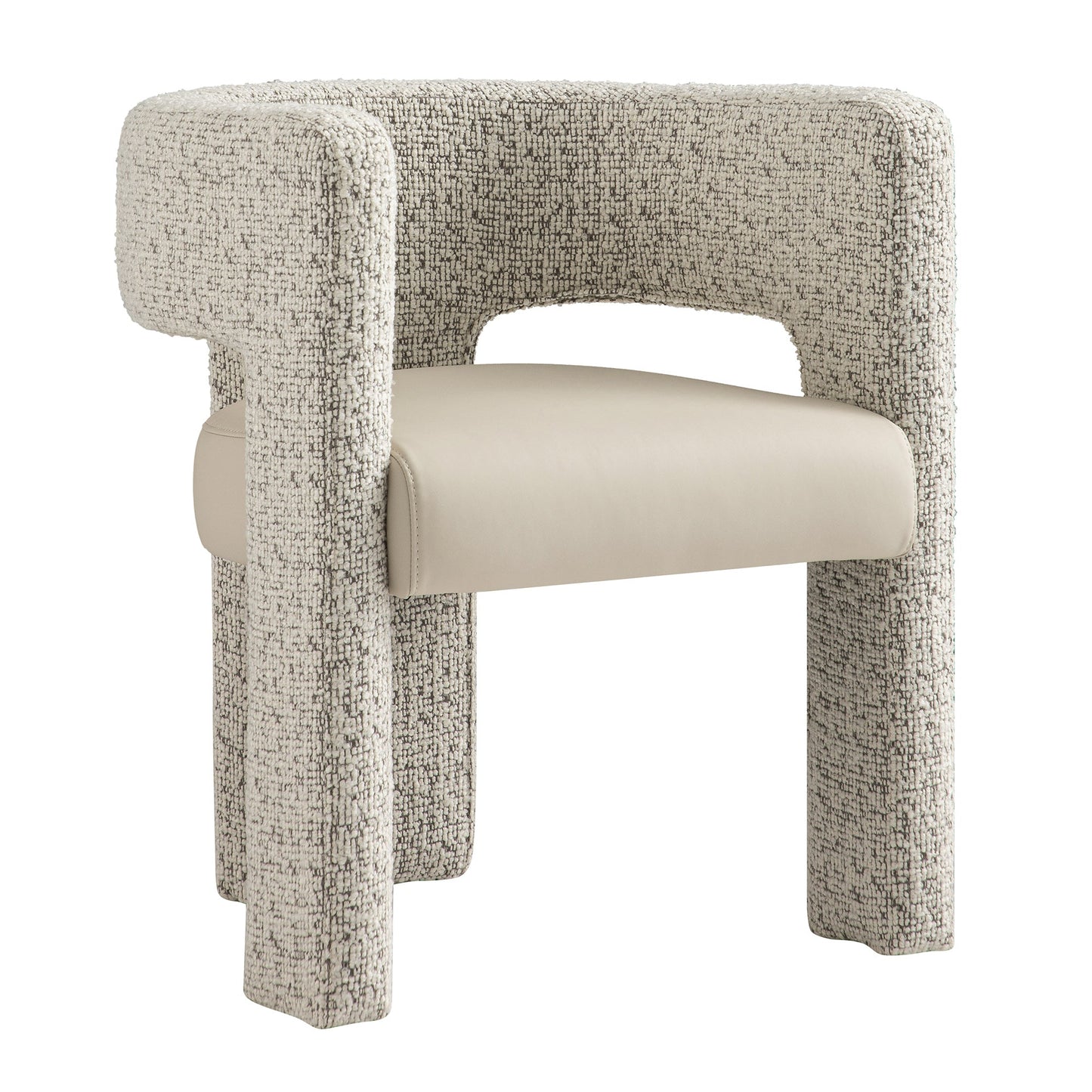 Greenwich Taupe Boucle and Beige Faux Leather Seat Dining Chair