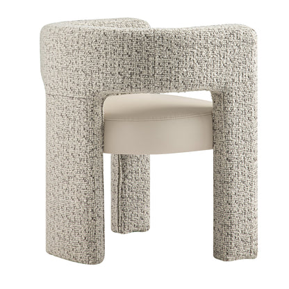 Greenwich Taupe Boucle and Beige Faux Leather Seat Dining Chair