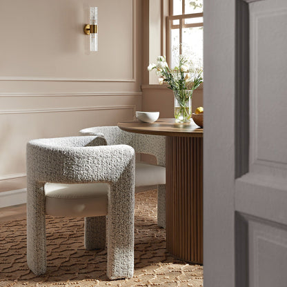 Greenwich Taupe Boucle and Beige Faux Leather Seat Dining Chair