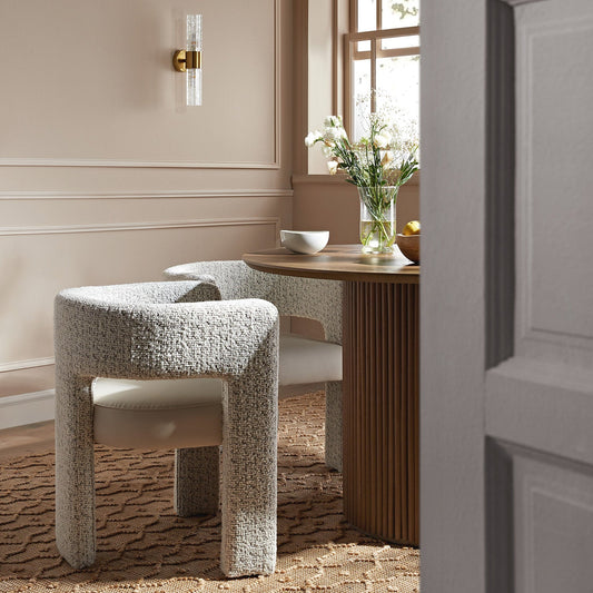 Greenwich Taupe Boucle and Beige Faux Leather Seat Dining Chair