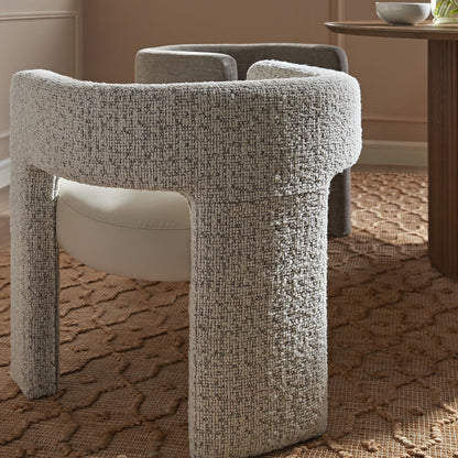 Greenwich Taupe Boucle and Beige Faux Leather Seat Dining Chair