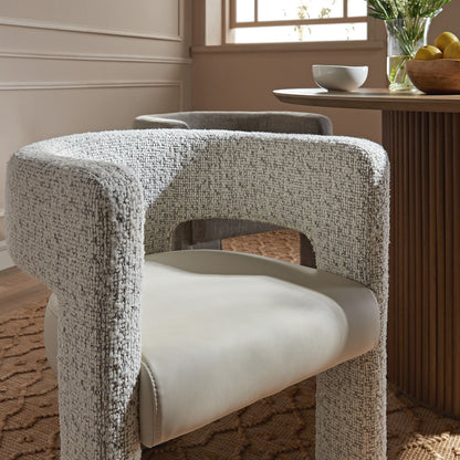 Greenwich Taupe Boucle and Beige Faux Leather Seat Dining Chair