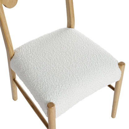 Ludlow Set of 2 Dining Chairs, Ecru Boucle | Natural Oak Frame