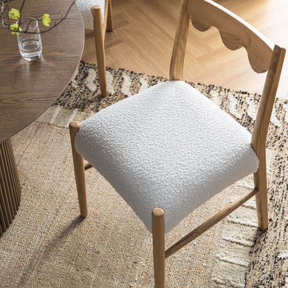 Ludlow Set of 2 Dining Chairs, Ecru Boucle | Natural Oak Frame