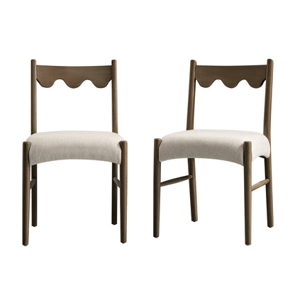 Ludlow Set of 2 Dining Chairs, Oatmeal Fabric | Silver Oak Frame