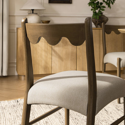 Ludlow Set of 2 Dining Chairs, Oatmeal Fabric | Silver Oak Frame