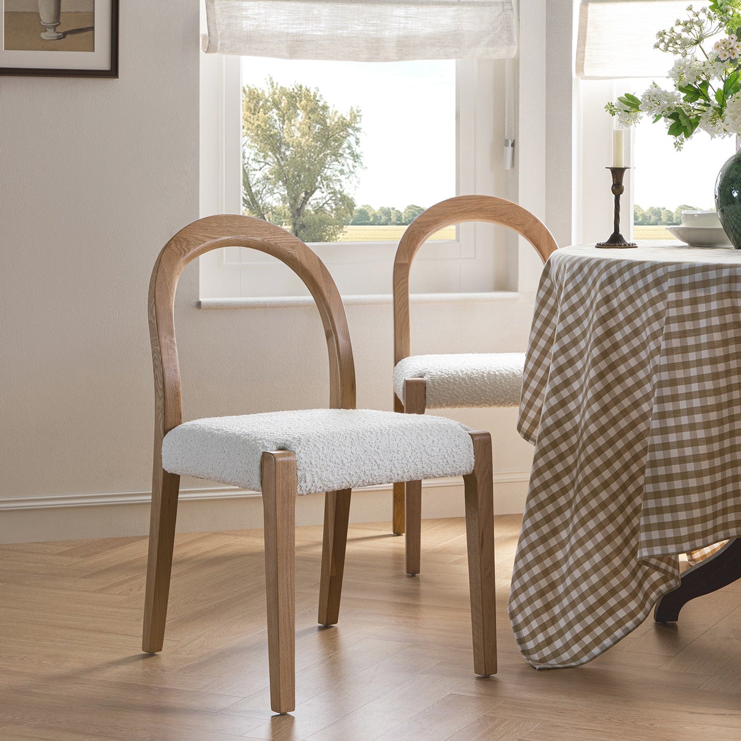 Lumi Dining Chair, Ecru Boucle | Natural Oak Frame