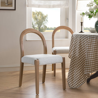 Lumi Dining Chair, Ecru Boucle | Natural Oak Frame