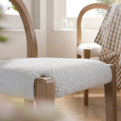 Lumi Dining Chair, Ecru Boucle | Natural Oak Frame