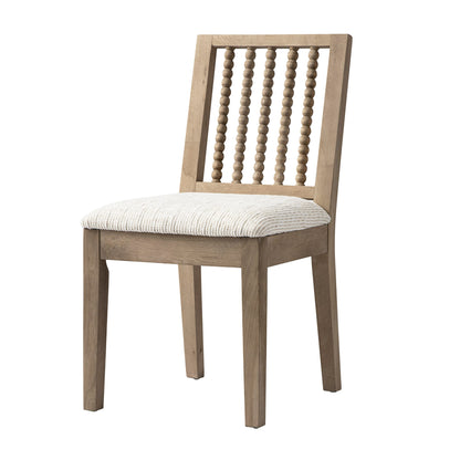 Hemingford Set of 2 Beige Textured Fabric Bobbin Spindle Washed Oak Dining Chairs