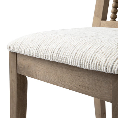 Hemingford Set of 2 Beige Textured Fabric Bobbin Spindle Washed Oak Dining Chairs