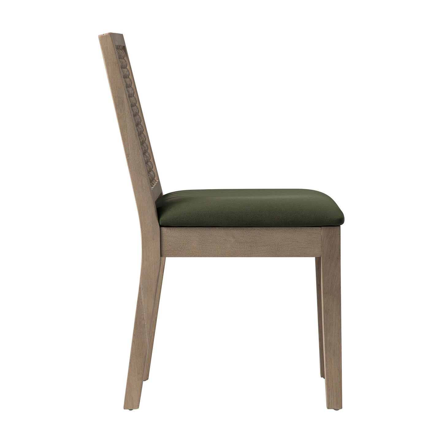 Hemingford Set of 2 Moss Green Velvet Bobbin Spindle Washed Oak Dining Chairs