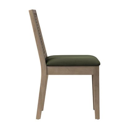 Hemingford Set of 2 Moss Green Velvet Bobbin Spindle Washed Oak Dining Chairs
