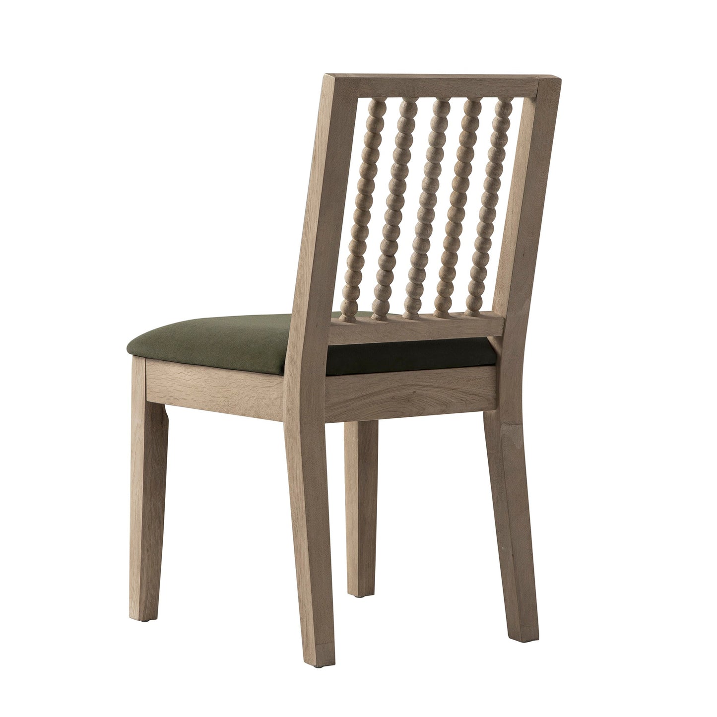 Hemingford Set of 2 Moss Green Velvet Bobbin Spindle Washed Oak Dining Chairs