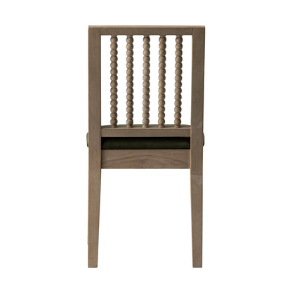 Hemingford Set of 2 Moss Green Velvet Bobbin Spindle Washed Oak Dining Chairs
