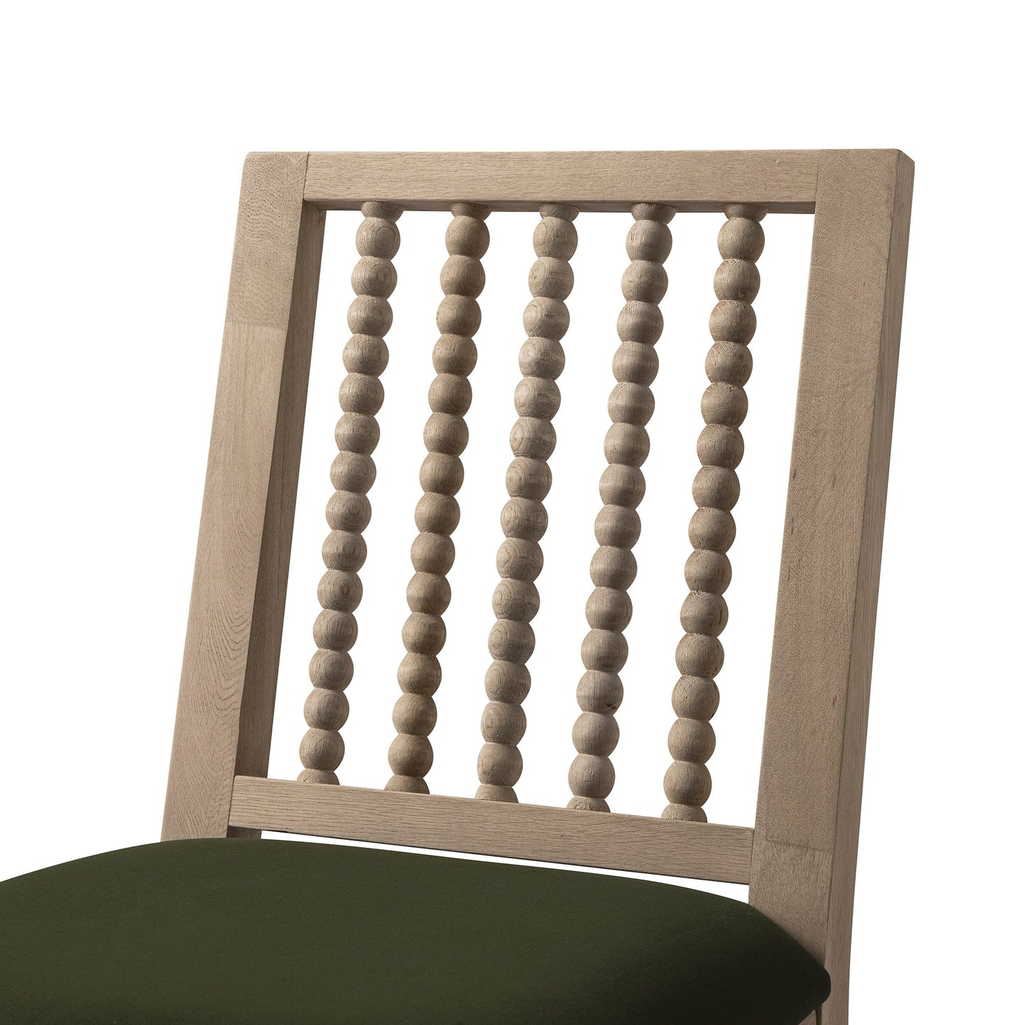 Hemingford Set of 2 Moss Green Velvet Bobbin Spindle Washed Oak Dining Chairs