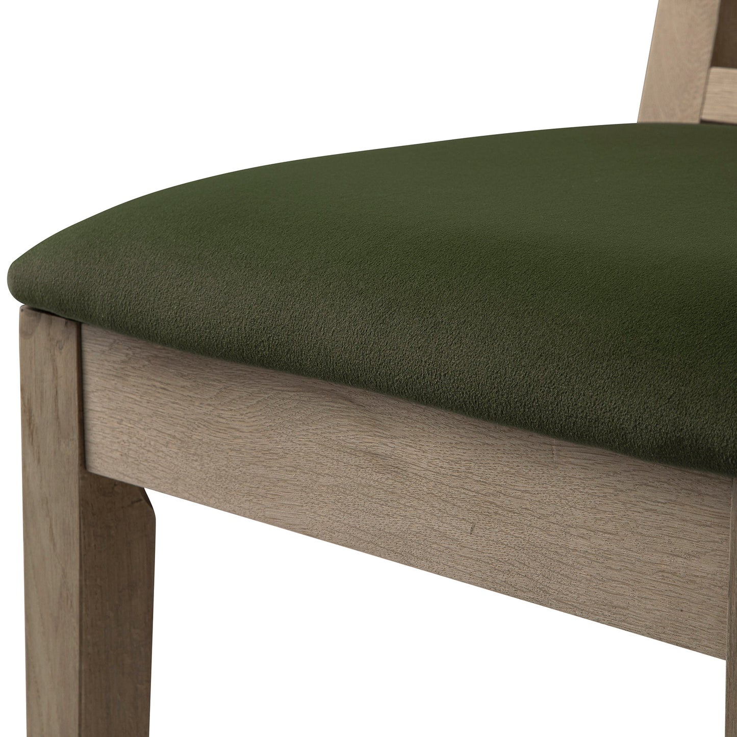 Hemingford Set of 2 Moss Green Velvet Bobbin Spindle Washed Oak Dining Chairs