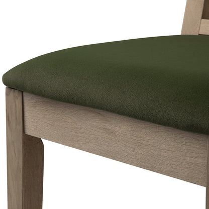 Hemingford Set of 2 Moss Green Velvet Bobbin Spindle Washed Oak Dining Chairs